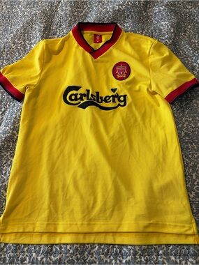 Official Liverpool FC 97-98 Yellow Away Retro (2020 Remake) Jersey Men's SZ M